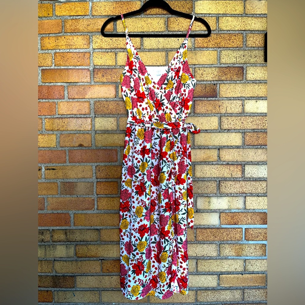 LOFT Outlet Floral Mock Wrap Dress